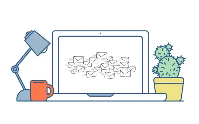 emails on laptop